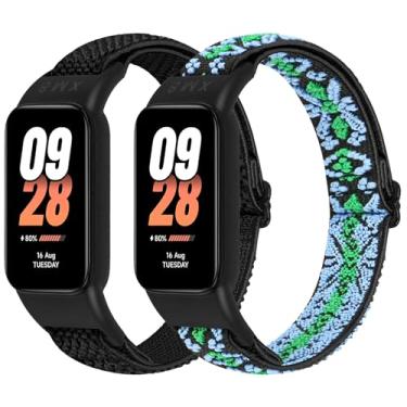Imagem de Tiptops Pacote com 2 suportes de substituição compatíveis com Xiaomi Smart Band 8 Active e Redmi Band 2, tiras elásticas de nylon macio, respirável, ajustável