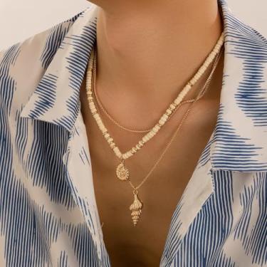 Imagem de Colar de praia masculino com pingente de concha joia de verão elegante para presente