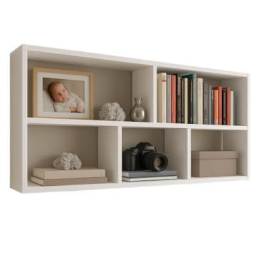 Imagem de Prateleira de Parede, Suporte Pratileira de Livro Decoraçao Mdf Branco Prateleira Quarto Sala Escritorio Estante Armario(70x50cm)