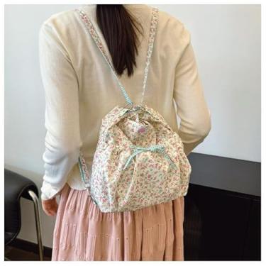 Imagem de Bolsa tiracolo floral e bolsa de ombro – Bolsa de viagem multifuncional leve para mulheres com fecho de zíper, Bege, Medium, Mochila casual