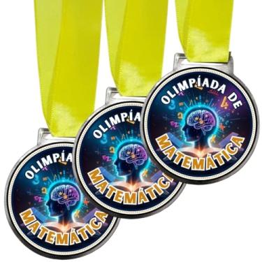 Imagem de Kit 15 Medalhas Para Olimpíadas de Matemática Premiação Honra ao Mérito 50mm Com Fita Amarela