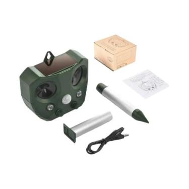 Imagem de Repelente Ultrassônico Solar Recarregável Com Sensor De Movimento PIR 