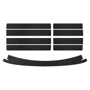 Imagem de Bilisin 9 peças de protetor de soleira de porta de carro compatível com Toyota RAV4 4ª geração 2013-2018, couro de fibra de carbono, porta-malas, protetor de entrada de peitoril de porta, acessórios