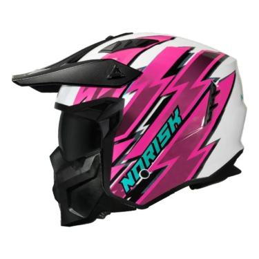 Imagem de CAPACETE NORISK DARTH II STORM BRANCO/ROSA-Unissex
