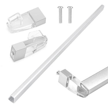 Imagem de BigHead Barra de toalha de vidro para porta de chuveiro de 64 cm cromada brilhante de substituição com suportes transparentes prateados, serve para portas deslizantes emolduradas de chuveiro/banheira