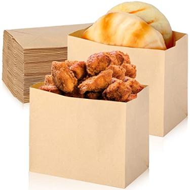 Imagem de Sherr 100 sacos de lanche de papel kraft marrom descartável à prova de gordura sanduíche marrom para pipoca, biscoitos, fritas, alimentos e pão, 12 x 6 x 9 cm