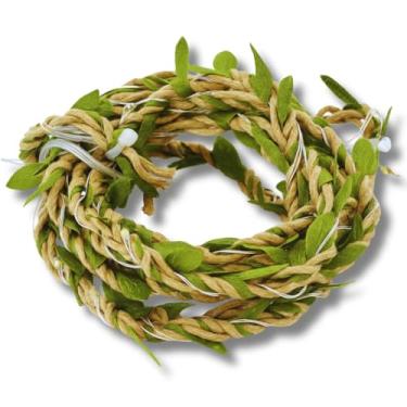 Imagem de Guirlanda Galho Decorativo Natural com Folhas Verdes, 2 Metros de Comprimento, Corda Trançada Artesanal para Decoração Rústica, Festas, Casamentos, Arranjos Florais, Mesas e Portas