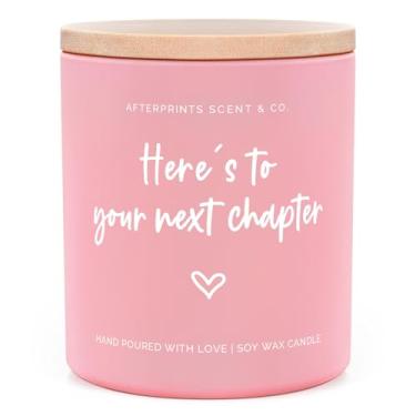 Imagem de Afterprints Presentes de vela New Chapter para mulheres, amigas, colegas de trabalho deixando presentes para mulheres, aposentadoria, formatura, promoção, presente de boa sorte, aqui está o seu