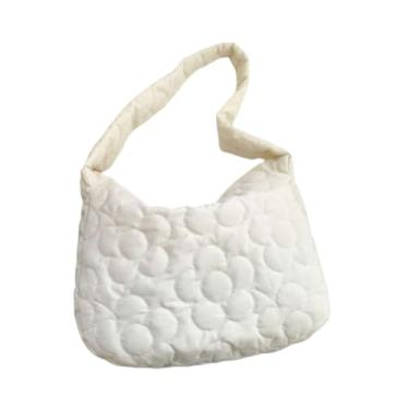 Imagem de Bolsa casual floral grande capacidade axilas cor sólida feminina (branca)