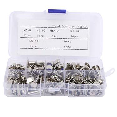 Imagem de Parafuso rebite álbum rebite cabeça plana rebite parafuso prisioneiro rebite kit de rebite de metal 160 pçs diy fixadores de artesanato com parafusos para encadernação