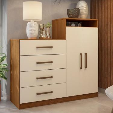 Imagem de Cômoda 4 Gavetas 2 Portas 1 Nicho Latida - Amendola-off White