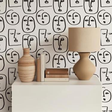 Imagem de RUSPEPA Papel de parede moderno Peel and Stick, papel de parede abstrato minimalista, papel de parede de contato à prova d'água removível para banheiro, quarto, sala de estar, móveis, decalque, 45 x 2