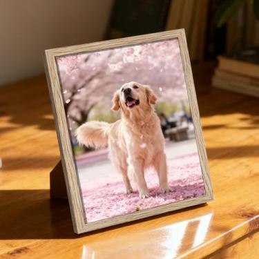 Imagem de Porta-retrato 15 x 20 cm, estilo moderno, para parede e mesa, suporte decorativo para fotos, acabamento minimalista brilhante, ideal para casa (grão)