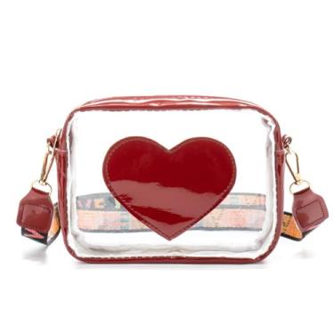 Imagem de Bolsa transparente aprovada para estádio bolsa transversal transparente com alça ajustável para shows e eventos esportivos bolsas, Vermelho, Medium, vermelho