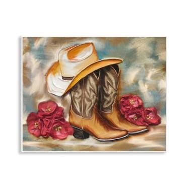 Imagem de Stupell Industries Arte de placa de parede Boots & Floral Bunches, design por Kim Allen, 11 x 14