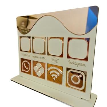 Imagem de Placa Display de Mesa e Balcão para QR Code WHATS PIX WIFI E INSTAGRAM no MDF e Acrilico(Rosê)