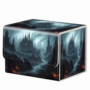 Imagem de RMJKXQZG Ímã forte para TCG MTG Commander Deck Box caixa de baralho mágica padrão criativo caixa de armazenamento de cartas colecionáveis para jogos colecionáveis, flores vermelhas esqueleto