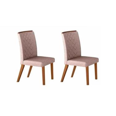 Imagem de Cadeira Sala de Jantar Jade Madeira Kit 2 Un Capuccino/Linho Turim - Rufato