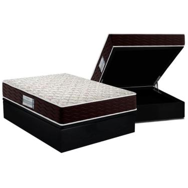 Imagem de Cama Box Baú Queen: Colchão Espuma D33 Probel Prodormir Advanced + Base Crc Suede Black(158X198)