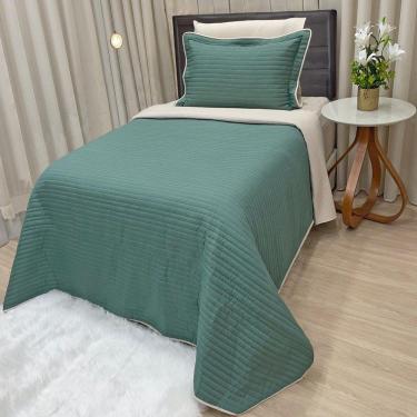 Imagem de Cobre Leito Solteiro Dual Micropercal 200 Fios Dupla Face 2 Peças - Esmeralda