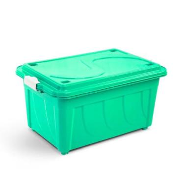 Imagem de Caixa Organizadora Multiuso Com rodinhas 60 Litros com Tampa e Travas 