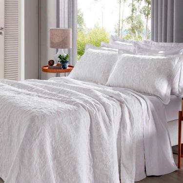 Imagem de Cobre Leito Buettner Casal Jacquard Dupla Face Cenário Estampado Ravena 3 Peças Branco