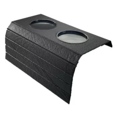 Imagem de Bandeja Esteira Para Braço De Sofá De Couro Preto Com Porta Copos