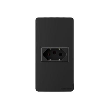 Imagem de Placa Para Condulete Caixa 1" Com Tomada Margirius Sleek 2p+t 20a Preto Ebony Preto