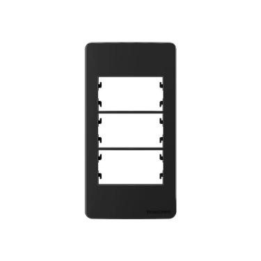 Imagem de Placa Para Condulete Com Suporte Margirius Sleek Caixa 1 Para 3 Módulos Preto Ebony