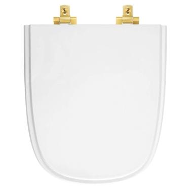 Imagem de Assento Sanitário Laqueado Soft Close Ibiza Branco Para Vaso Incepa Com Ferragem Dourada