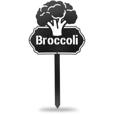 Imagem de CUTHOLLOW Marcador de plantas de metal, brócolis para uso externo, interior, impermeável, 30 cm, etiquetas fofas para plantas de jardim, para vegetais, decoração de estufa de fazenda, presentes