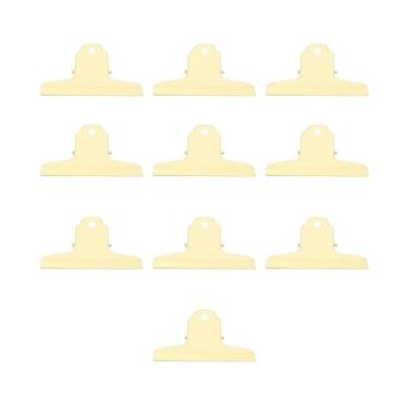 Imagem de Clipes de pasta de metal forte aperto multiuso grandes grampos de papel para escritório escola organização documentos material de ferro amarelo 10 peças