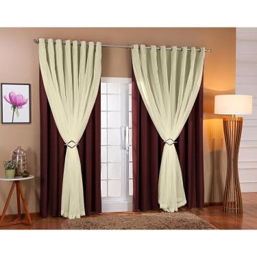 Imagem de Cortina Voil Blackout 5,00x2,20 Marrom/Palha -