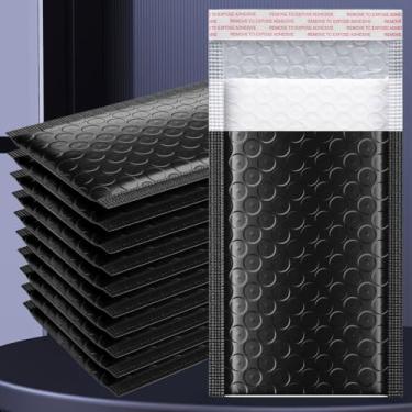 Imagem de 10 pçs/conjunto de envelopes com bolhas de filme perolado de vários tamanhos sacos autoadesivos selados à prova d'água para envio por correspondência (preto, 11 * 15 cm)