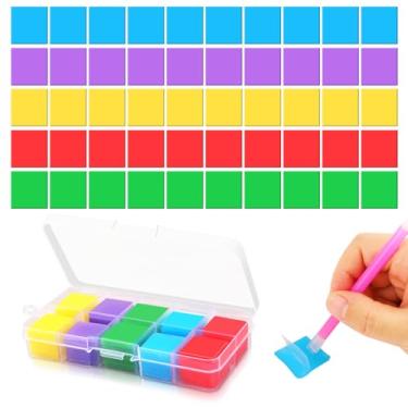 Imagem de Oukitoymer 100 peças de argila de cola de pintura de diamante, cera de arte de diamante colorido com caixa de armazenamento para iniciantes, profissionais, ponto cruz, ferramenta de artesanato