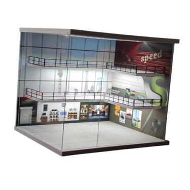 Imagem de Esquirla Vitrine para Miniaturas de Carros em Escala 1/64, Diorama, Garagem com Iluminação, Suporte de Mesa para Exibição de Carrinhos de Brinquedo, Style B