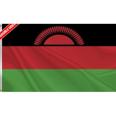 Imagem de HVATLTL Bandeira de barco Malawi com 3 camadas dupla face, 30 x 45 cm, nylon 220D resistente, cores vivas, bandeiras náuticas do Malawi com 2 ilhós de latão para barco, quadriciclo, caminhão