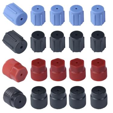 Imagem de Kit de tampas de válvula de serviço CA de 20 peças - tampas de serviço de alta ou baixa pressão de 13 mm e 16 mm, tampa de vedação da porta de carregamento do sistema A/C, plugue universal de poeira