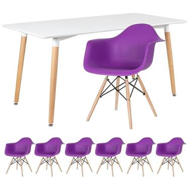 Imagem de Loft7, Mesa de jantar retangular Eames 80 x 160 cm + 6 cadeiras Eiffel DAW