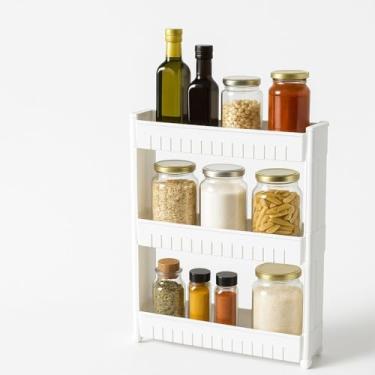 Imagem de Prateleira Armário Com Rodinhas Organizador de Cozinha Banheiro Lavanderia(Branco,4 Andares)