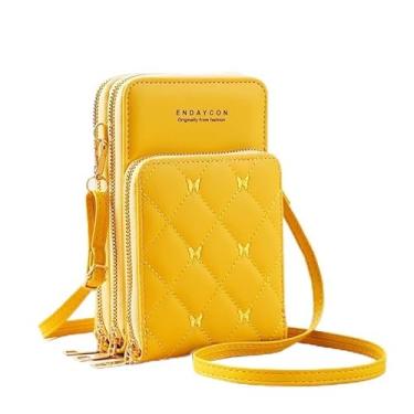 Imagem de Bolsa feminina de um ombro, bolsa transversal, carteira, moda, bolsas, cartões, compras, caminhadas, viagens, Amarelo, Medium, Amarela