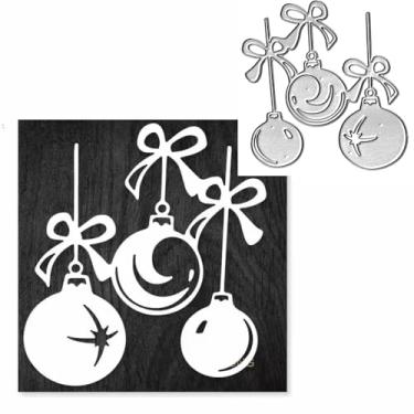 Imagem de Conjunto de 3 peças de bolas de Natal, moldes de metal, matrizes de corte, cartões de papel, estênceis para fazer cartões em relevo, faça você mesmo, etiquetas de livros, matrizes de papel decorativas