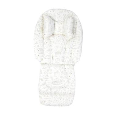 Imagem de Dynwave Almofada para Carrinho de Bebê, Fácil de Instalar, Macia e Confortável, Forro para Carrinho de Bebê, Graffiti Branco