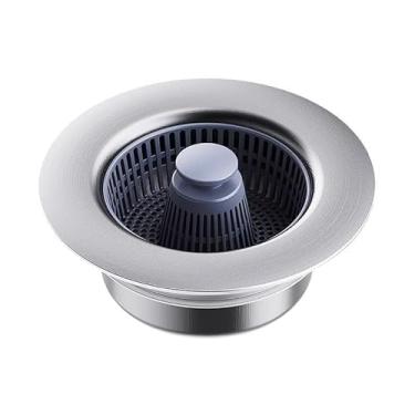 Imagem de Coador de ralo de pia 3 em 1, com cesta de filtro e tampa pop-up, adequado para pia de cozinha aberta de 7 a 7 cm