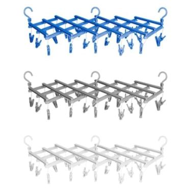 Imagem de Varal Sanfonado Dobrável com 29 Prendedores, Plástico e Aço, 110cm Ajustável, Compacto para Espaços Pequenos