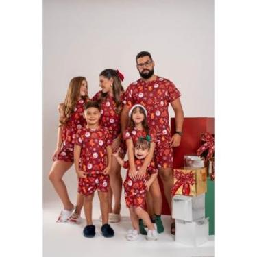 Imagem de Pijama Familia Manga Curta Personagens Natal Emojis-Feminino