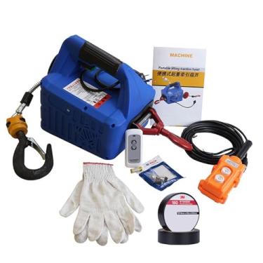 Imagem de Guincho Elétrico Portátil de 1500W com Controle Remoto com Fio e Sem Fio,Capacidade de Carga de 500kg (1100 lbs),Gancho Giratório 360° para Garagem,Armazém,Fábrica,Elevação,Reboque