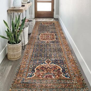 Imagem de HGTRH Tapete de corredor antiderrapante por metro, tapete de entrada para casa exterior grande, tapetes de área lavável macio geométrico para corredor, sala de estar, quarto, cozinha, lavandaria C 100