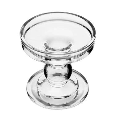 Imagem de Kit 2 Castiçais De Vidro Porta Vela Enfeite Decoração Sextavado 8,5cm