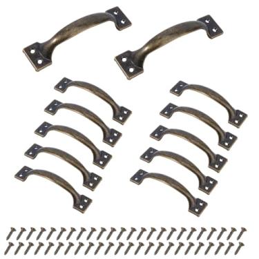 Imagem de SUPERFINDINGS 12 conjuntos de puxadores de porta utilitários de 11,3 cm Puxadores de gaveta central com orifício central puxador de bronze antigo puxador de armário decorativo retrô puxadores de